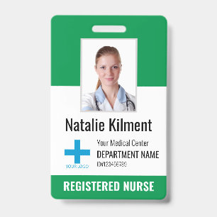 Badge Logo Photo Nom de l'employé de l'hôpital Vert et B