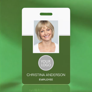 Badge Logo Photo Nom de l'employé vert Travail d'entrepr