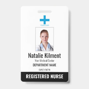 Badge Logo Photo Nom Employé de l'Hôpital Noir et Blanc