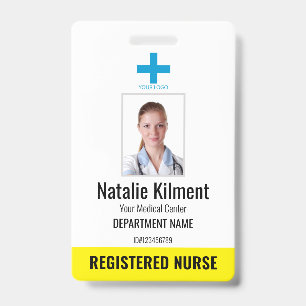 Badge Logo Photo Nom Employé Hôpital Jaune Noir