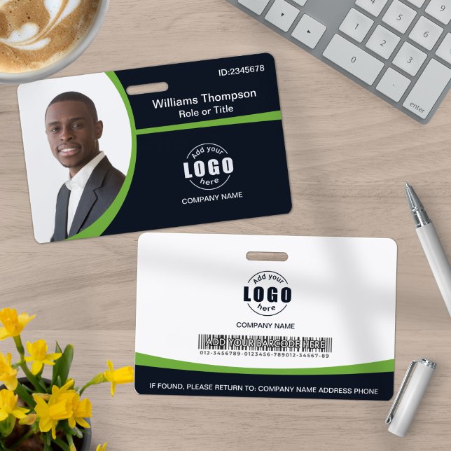 Badge Logo Photo Personnalisé Code à barres Employé Entr (Créateur téléchargé)