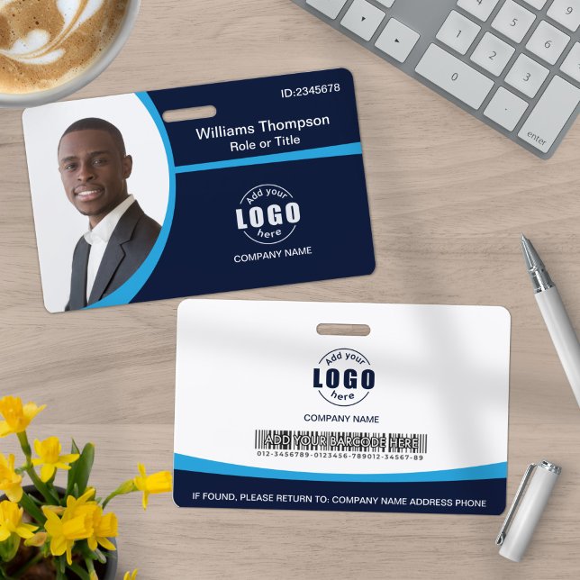 Badge Logo Photo Personnalisé Code-barres Employé Entrep (Créateur téléchargé)