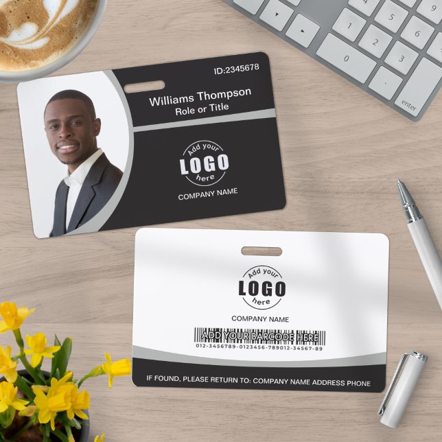 Badge Logo Photo Personnalisé Code-barres Employé Entrep (Créateur téléchargé)