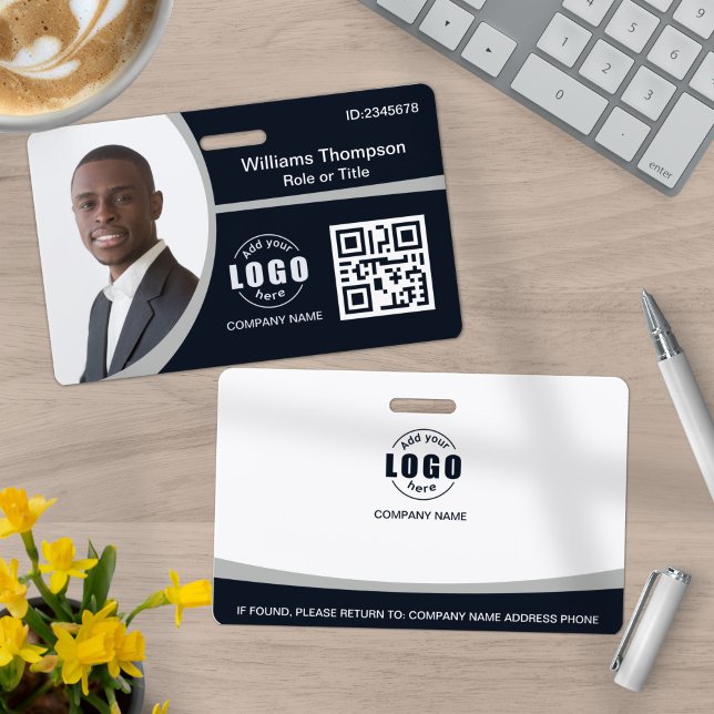 Badge Logo photo personnalisé QR Code Employé Entreprise (Créateur téléchargé)