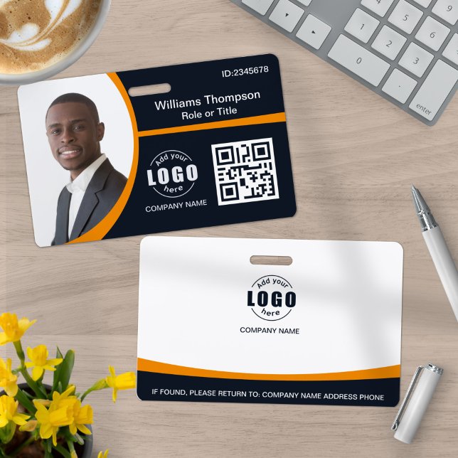 Badge Logo photo personnalisée Code QR Employé Entrepris (Créateur téléchargé)