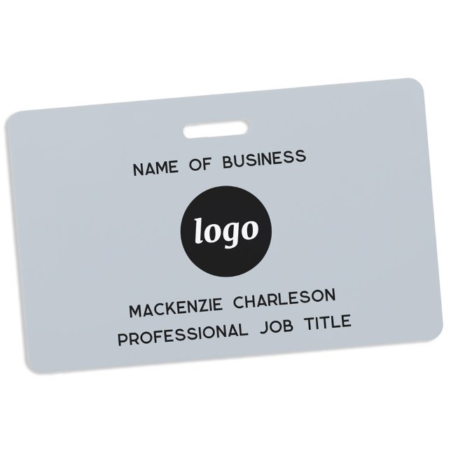 Badge Logo Professionnel Business Blue Nom (Simple logo with custom text business promotional branding professional staff name tag)