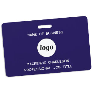 Badge Logo Professionnel Entreprise Bleu Marine Nom