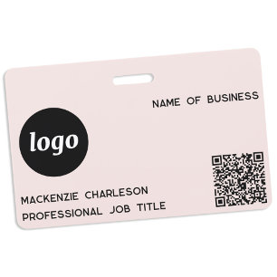 Badge Logo QR Code Professionnel Entreprise Blush Pink N