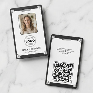 Badge Logo QR photo noir et blanc Art déco minimaliste