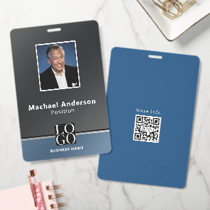 Badge Logo Qrcode photo d'entreprise chic moderne Noir B