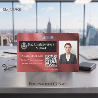 Badge Logo Rectangle Personnalisé Photo ID Métallisé Rou