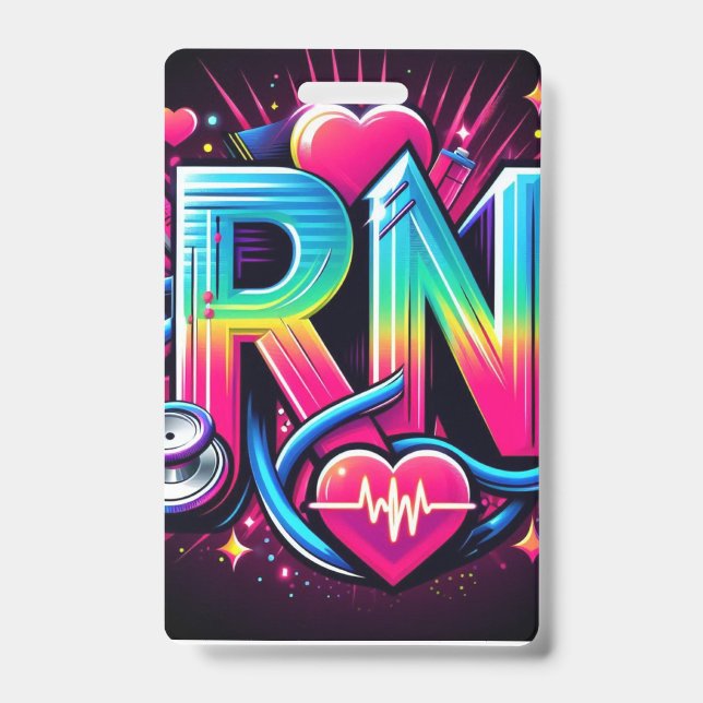 Badge Logo RN audacieux couleur néo Graphisme Infirmière (Avant)
