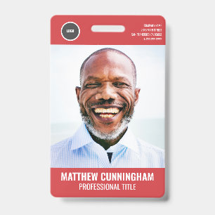 Badge Logo Rond Simple Photo Nom de l'employé Code-barr