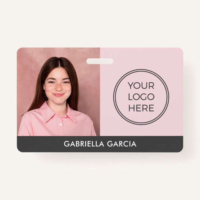 Badge Logo rose moderne ID employé (Devant)