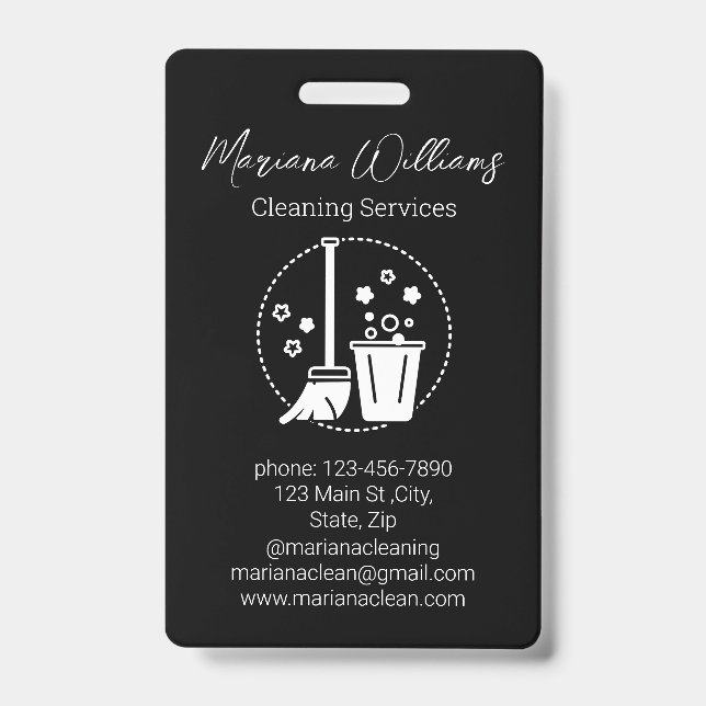 Badge logo simple des services de nettoyage chic noir (Avant)