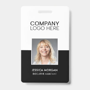 BADGE LOGO SOCIÉTÉ ID PHOTO EMPLOYÉ MINIMAL NOIR