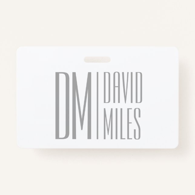 Badge Logo Stylish Minimal & Modern Grey Initiales & Nom (Devant)