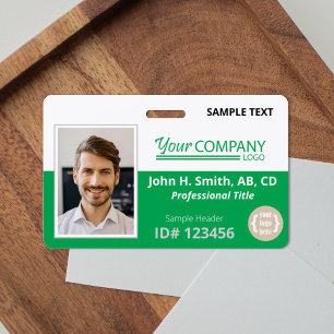 Badge Logo vert brillant pour carte d'identité du person