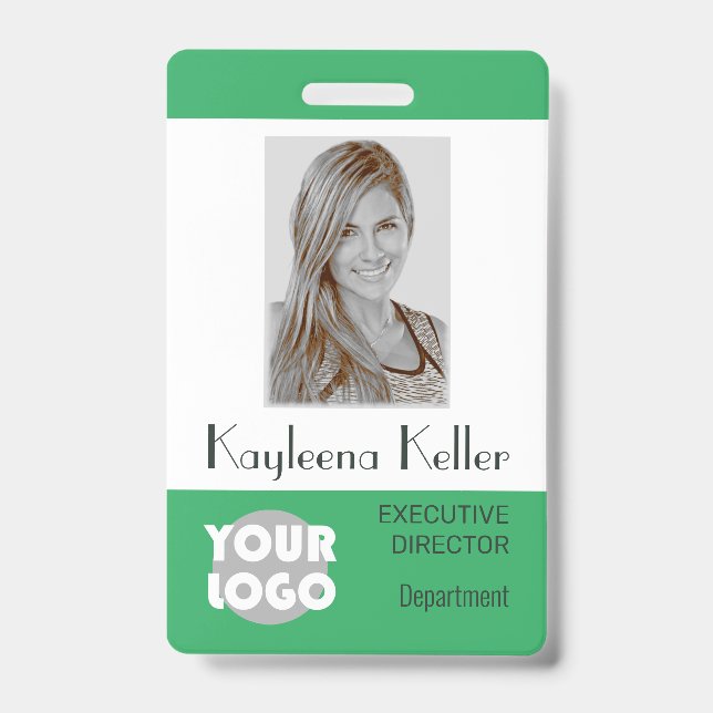Badge Logo vert Turquoise simple Code à barres Départeme (Avant)