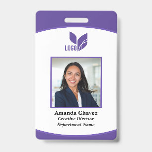Badge Logo violet ID photo de l'employé de l'entreprise