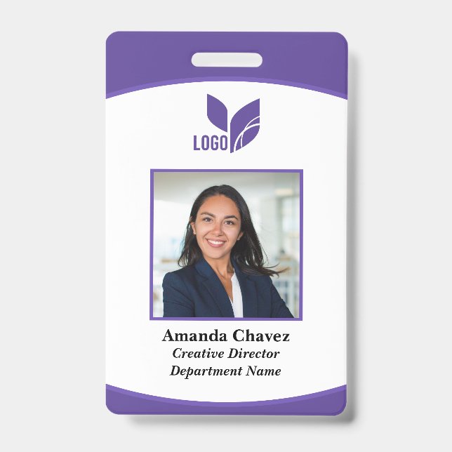 Badge Logo violet ID photo de l'employé de l'entreprise (Avant)
