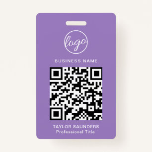 Badge Logo violet personnalisé Code QR Code employé