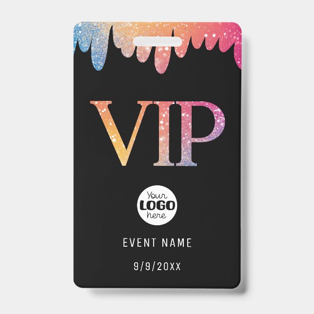 Badge Logo VIP Pailleté Rose Moderne (Avant)