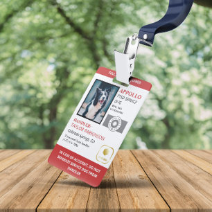 Badge Logos et ID photo Red White Service Chien