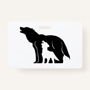 Badge Loups noirs et blancs