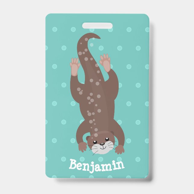Badge Loutre mignonne plongeant sur une illustration de  (Avant)