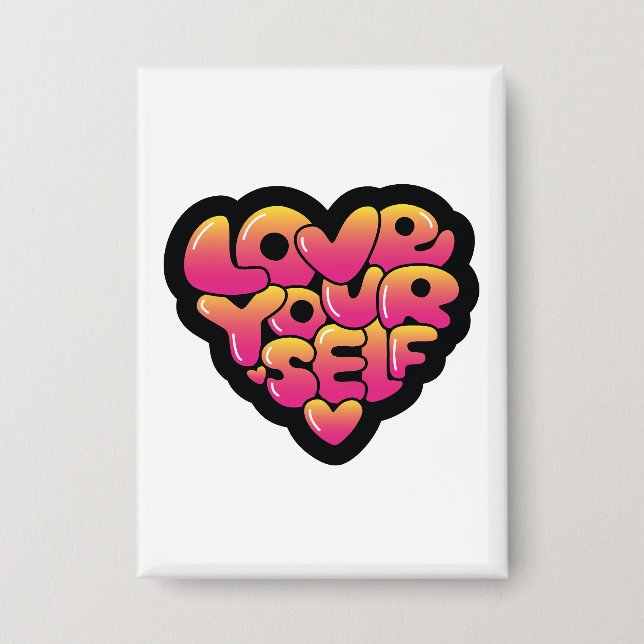 Badge Love Yourself Typography Heart Sticker  (Recto)