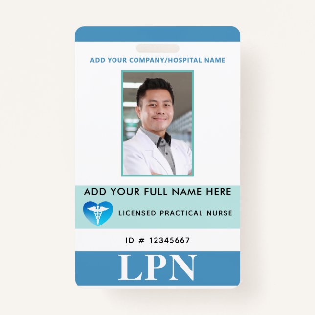 Badge LPN vertical, infirmière pratique autorisée, ID ph (Devant)
