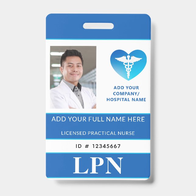 Badge LPN vertical, infirmière pratique autorisée, ID ph (Face)