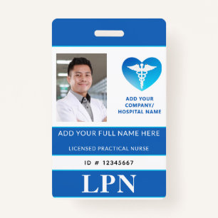 Badge LPN vertical, infirmière pratique autorisée, ID ph
