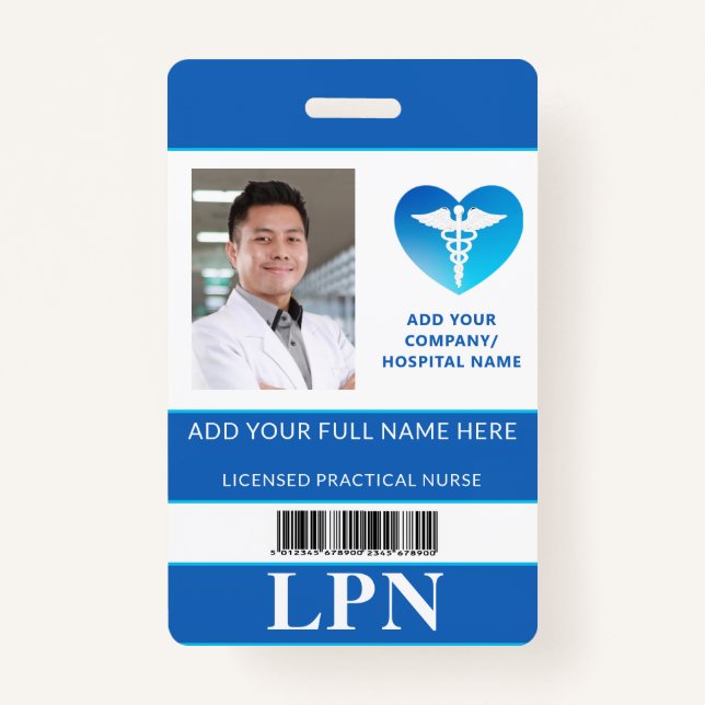 Badge LPN vertical, infirmière pratique autorisée, ID ph (Devant)
