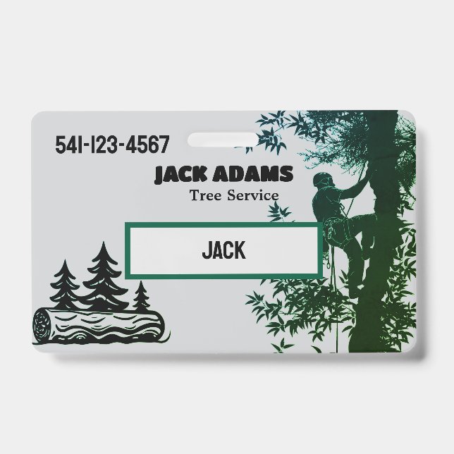 Badge Lumberjack Tree Service Business Card (Front)