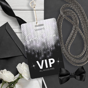 Badge Lumières en cascade Sweet 16 noir et blanc ID790