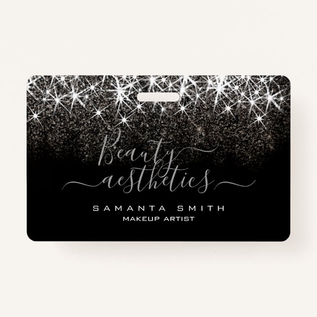 Badge Lumineuse Platine argent Parties scintillant beaut (Devant)