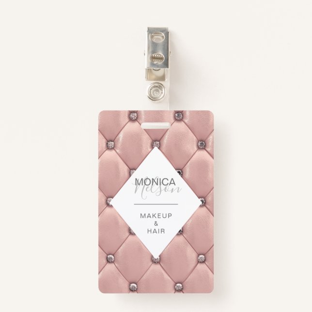 Badge luxueux rose or tufted monogramme (Devant avec clip)