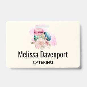 Badge Macarons et fleurs colorés Aquarelle