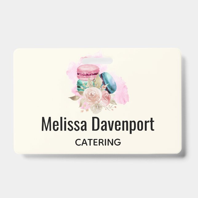 Badge Macarons et fleurs colorés Aquarelle (Avant)