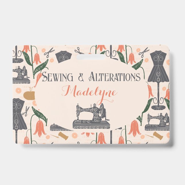 Badge Machine à coudre vintage sur mesure Seamstress (Avant)