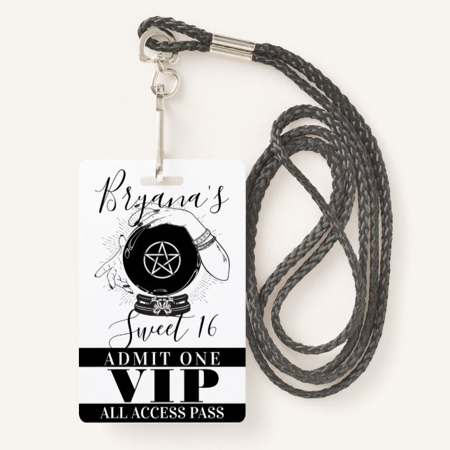 Badge Magic Crystal Ball Fortune Teller Party VIP Pass (Devant avec lanière)