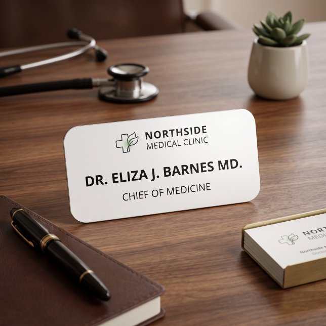 Badge magnétique personnalisé avec nom et référenc (Minimalist Medical Doctor Magnetic Name Badge Custom Staff Tag)