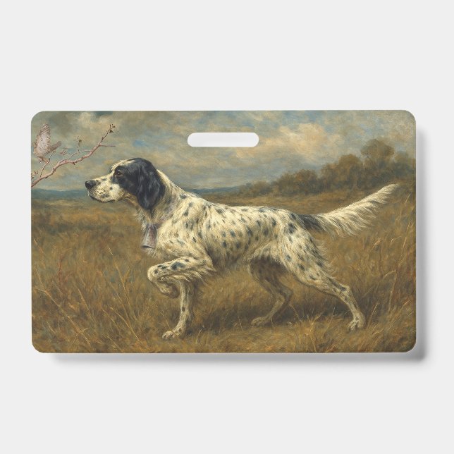 Badge Magnifique Setter avec Faisans , Art (Avant)