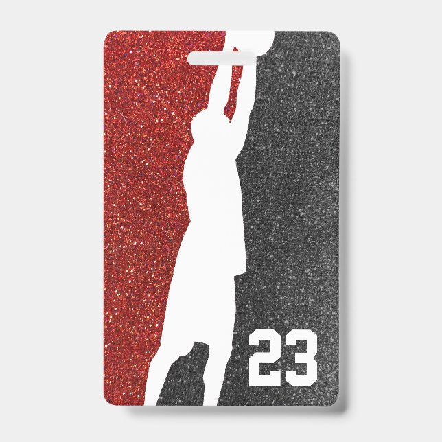 Badge Maillot d'équipe de basketball à paillettes rouge  (Avant)