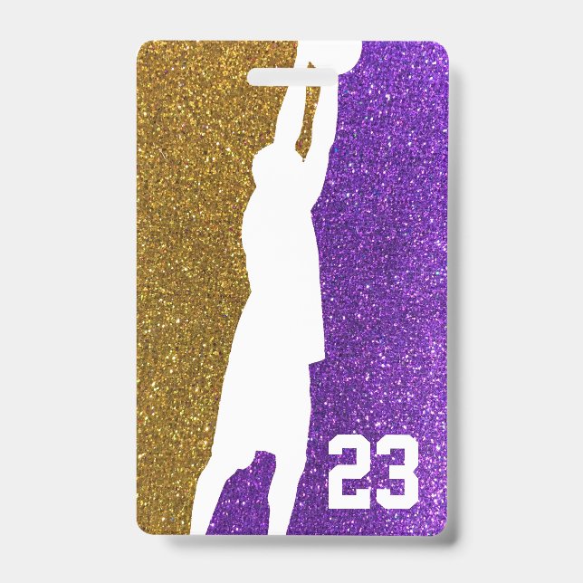 Badge Maillot d'équipe de basketball à paillettes violet (Avant)