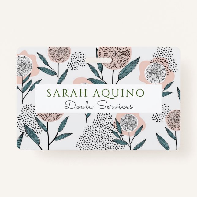 Badge Main tirée Dusty Rose Floral Doula (Devant)