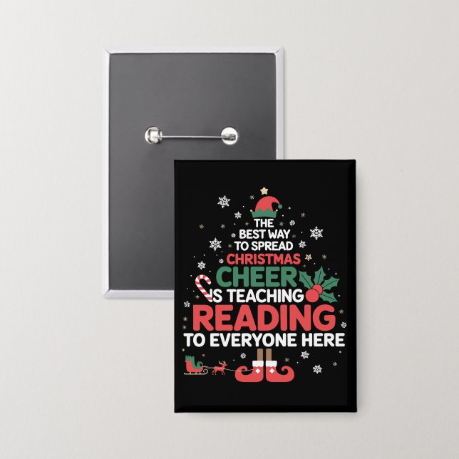 Badge Maître de lecture Noël Elf Xmas Cheer  (Recto/Verso)