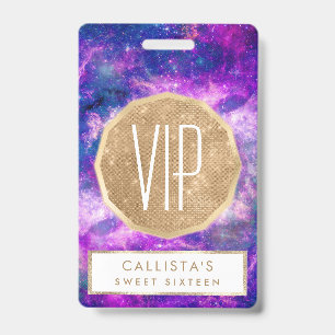 Badge Majestic Teal Purple Starry Space Nebula